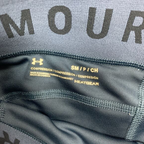 Under Armour HeatGear Compression Legging Women S Small Shark Blue Pull On Capri - Picture 9 of 13